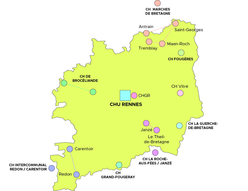 carte du groupement hospitalier de territoire (GHT) Haute Bretagne - Agrandir l'image (fenêtre modale)